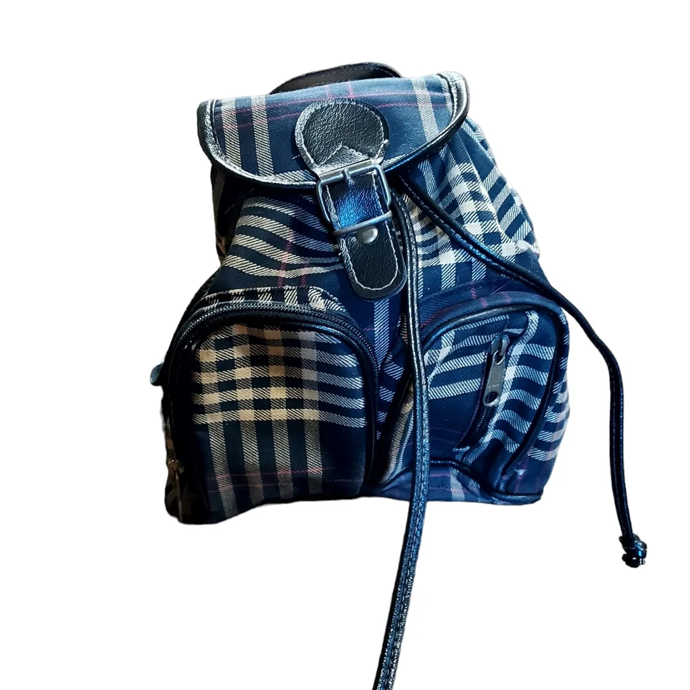 Vtg mini backpack Plaid 90s 100% Cotton clueless nostalgic dimensions 11